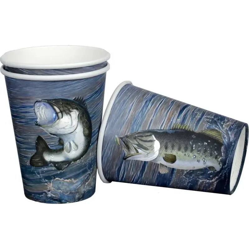 'Gone Fishin’ 12-Ounce Disposable Paper Cups – Pack Of 8 1