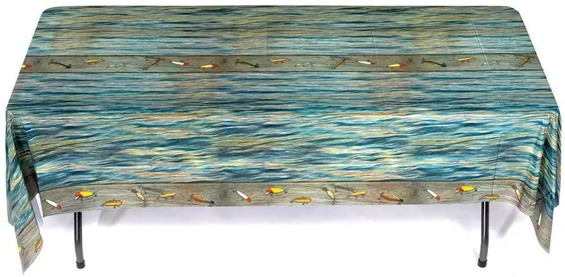 'Gone Fishin’ Rectangular Table Cover – 54 X 108 Inches, One Piece 1