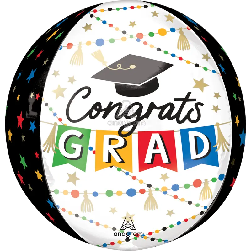Graduation Party Pom-Pom Star Orbz Balloon – Textured & Festive 1