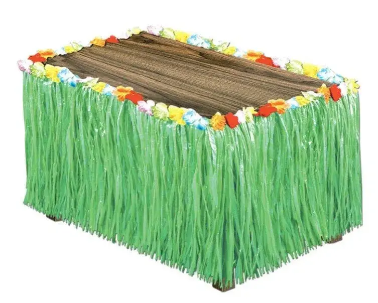 Green Floral Grass Table Skirt – Festive Decor 1