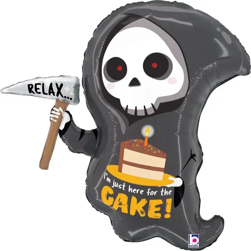 Grim Reaper Birthday Cake Supershape Balloon – 25-Inch Foil Centerpiece 1