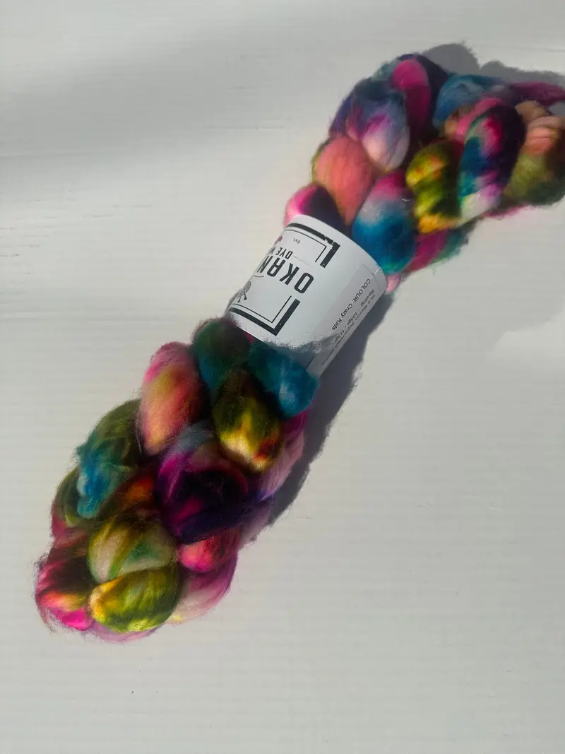 Hand-Dyed Okanagan Roving Wool – Artisan-Spun Fiber For Felting 1