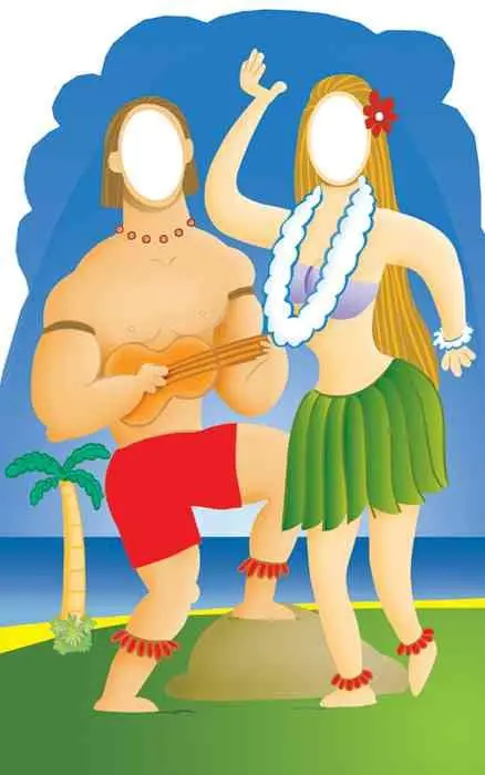 Hawaiian Couple Full-Size Cardboard Stand-In – Custom-Made, Ships Within 10–14 Days 1