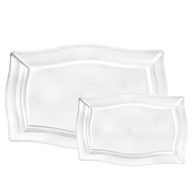 Heavy-Duty Clear Hard Plastic Serving Trays – Set Of 6 1