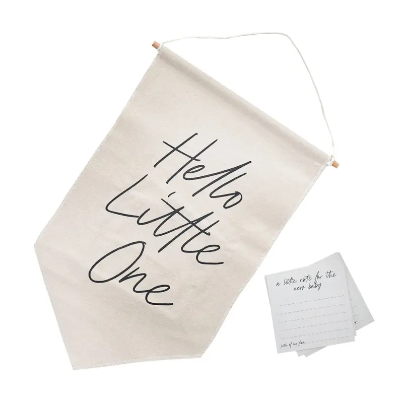 'Hello Little One' Canvas Message Sign With Matching Cards – 1 Set 1
