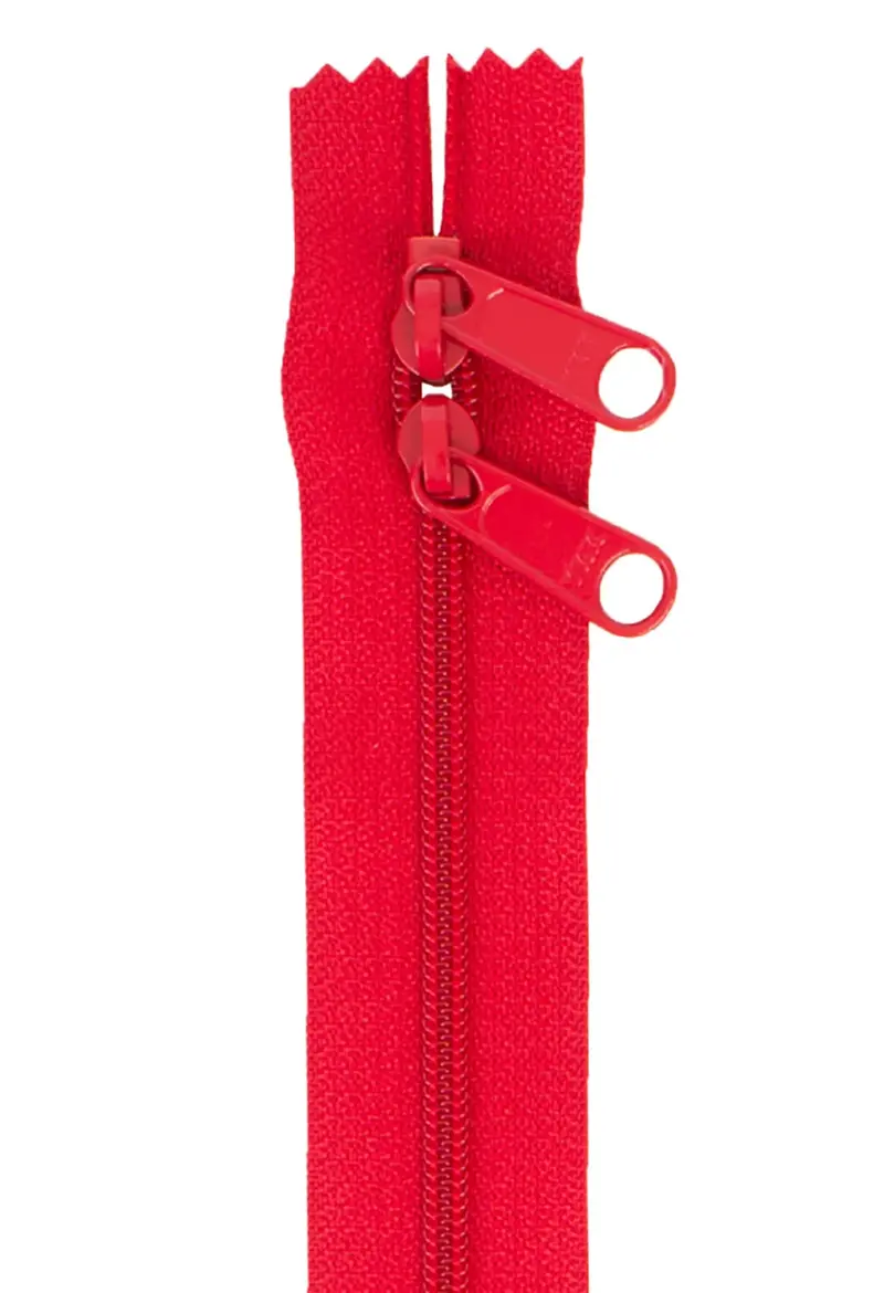 Hot Red Double-Slide Handbag Zipper – 30In, Byannie 1