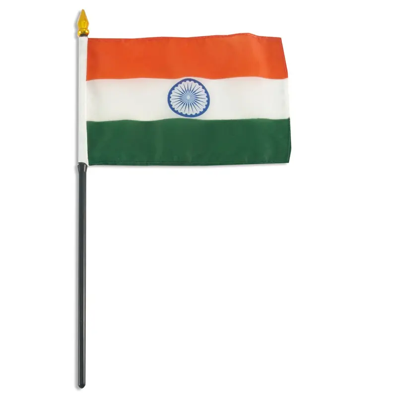 Indian National Flag Mini Banner – 4" X 6" Compact Stick Flag 1