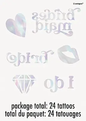 Iridescent Bride & Bridesmaid Temporary Tattoos – Elegant Body Art Set (24-Pack) 1