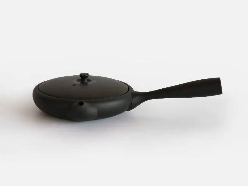 Jinsui Kiln Sumikuro Tokoname Kyusu – Compact 80Ml Flat-Handle Black Teapot 1