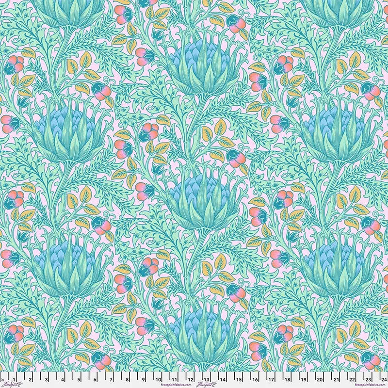 Kaffe Fassett X Morris & Co. Artichoke Lavender Backing Fabric – 108" Wide 1