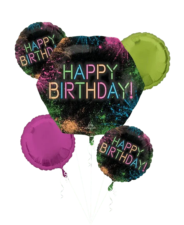 'Let’S Glow Crazy' Birthday Balloon Bouquet – 5-Piece Foil Set 1