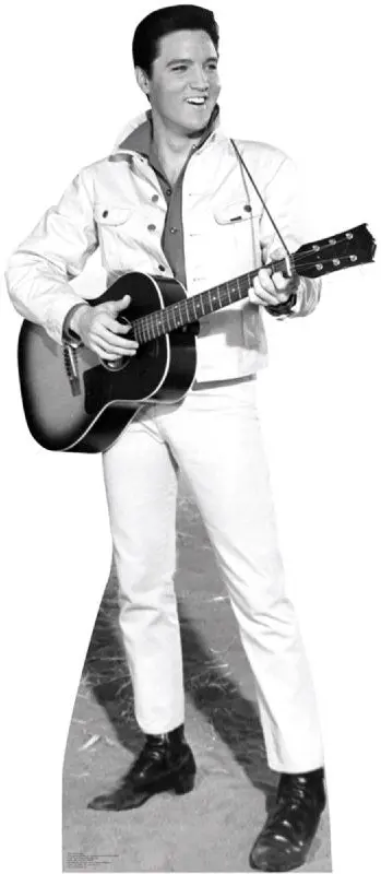 Life-Size Elvis Presley In B&W White Jacket Cardboard Standup – On-Demand Printing, 10–14 Days 1