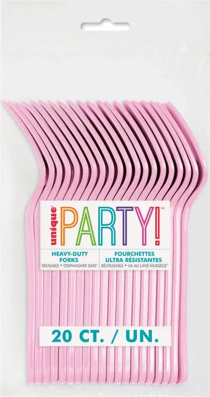 Light Pink Heavy-Duty Plastic Forks – 20-Count 1