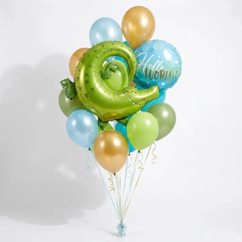 Little Gator Welcome Baby Balloon Bouquet – Adorable Newborn Celebration Set (1-Pack) 1