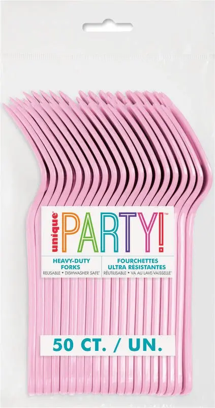 Lovely Pink Premium Plastic Forks – 50-Count 1