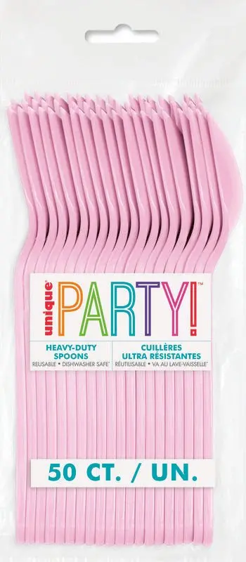 Lovely Pink Premium Plastic Spoons – Elegant Party Cutlery (50-Pack) 1