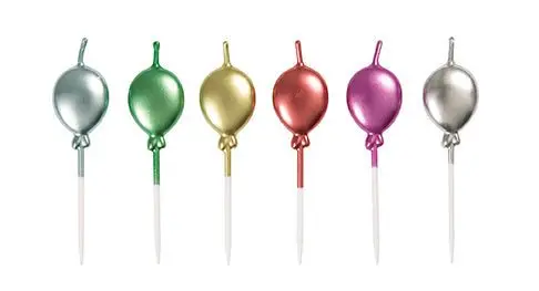 Metallic Assortment Birthday Balloon Candles – 6-Pack 1