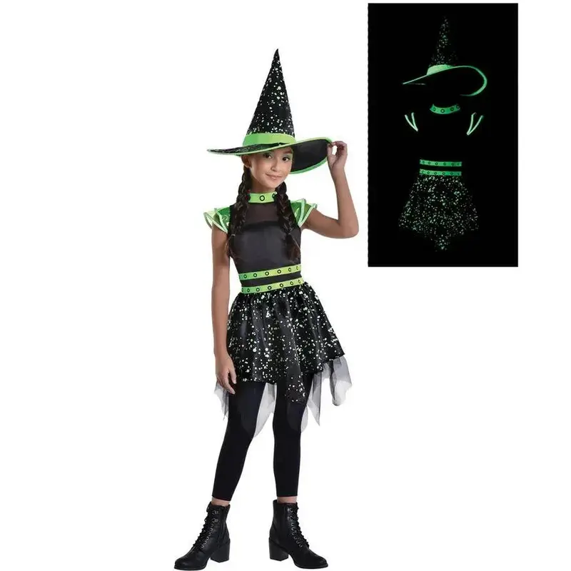 Midnight Witch Kids' Glow-In-The-Dark Costume – Nighttime Magic Theme 1