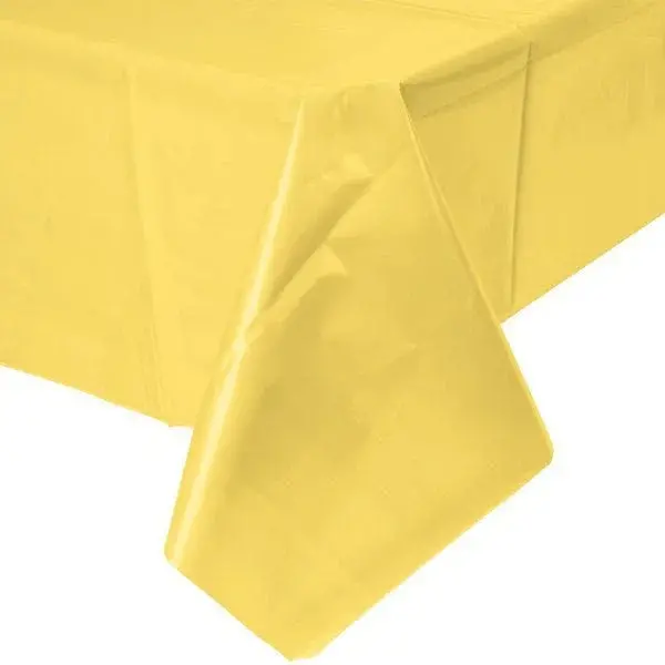 Mimosa Yellow Plastic Table Cover – 54" X 108", Disposable Event Liner 1