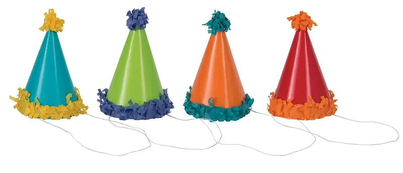 Mini Pom-Pom Party Hats – Assorted 8-Pack 1