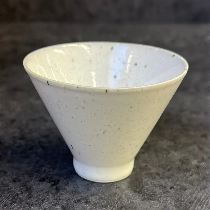 Minoyaki Cone-Shaped Tea Cup – White Glazed 120Ml Handmade Cup 1