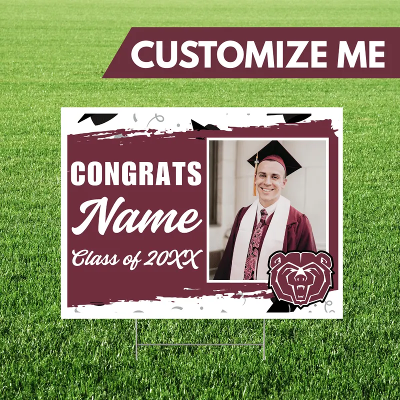 Missouri State Graduation Yard Sign – Custom Photo & Name, 24X18 Inches 1