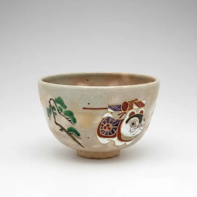 Nagomi Kyo-Yaki Matcha Bowl – Dog Motif (Handcrafted Kyoto Ware) 1