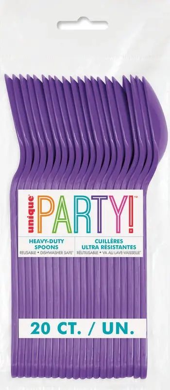 Neon Purple Premium Plastic Spoons – Party Cutlery (20-Pack) 1