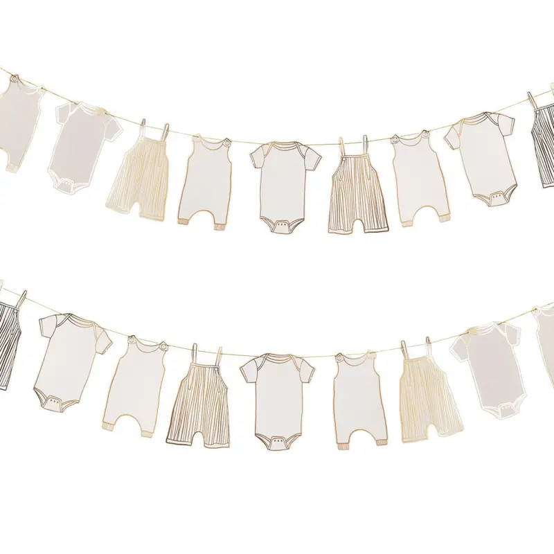 Neutral-Tone Baby Clothesline Banner Garland – One Piece 1