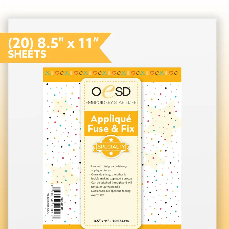 Oesd Applique Fuse & Fix Sheets – Pack Of 20 (8.5" × 11") 1