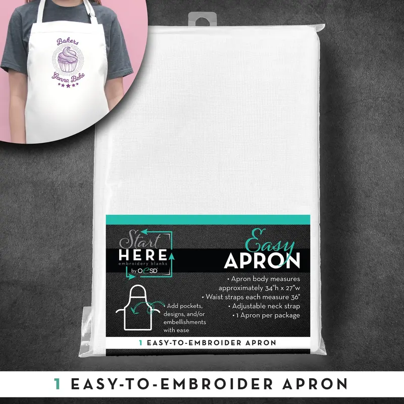 Oesd Easy-Fit White Apron – 34" × 27" Full-Coverage Design 1