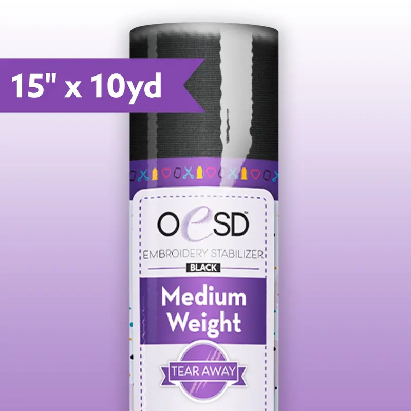 Oesd Medium-Weight Black Tear-Away Stabilizer (15" × 10 Yards) 1