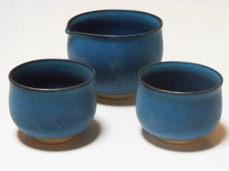 Oiso Studio Sea Blue Katakuchi – Handcrafted Matcha Pouring Bowl 1