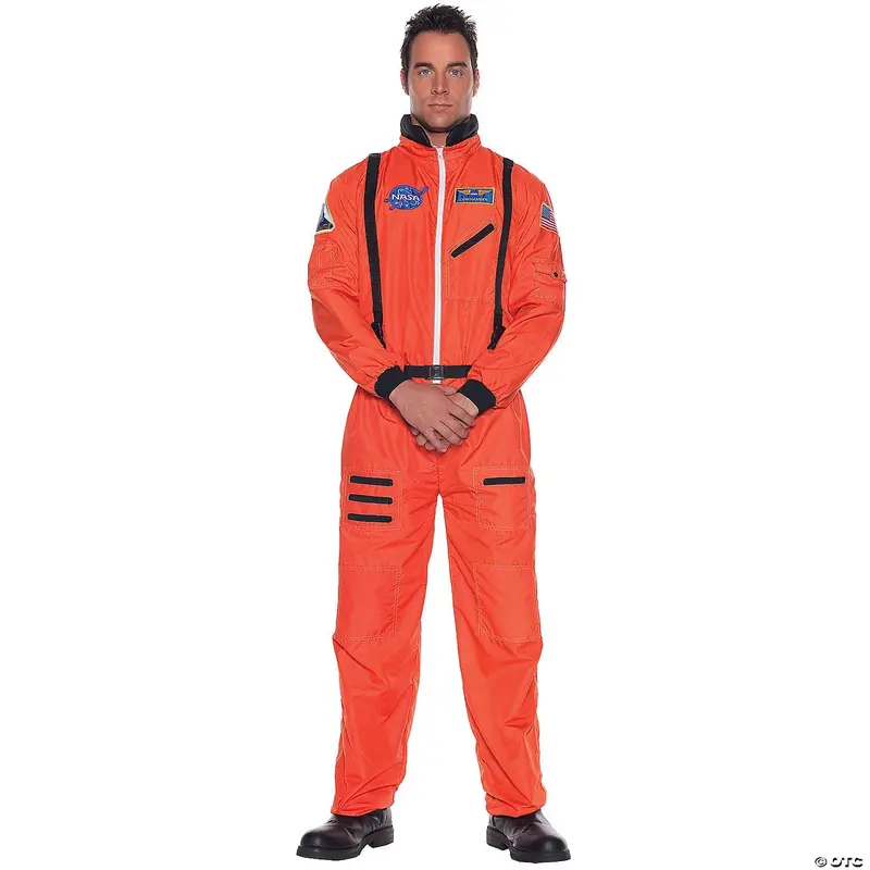 Orange Astronaut Costume For Adults | Small Fit Space-Themed Outfit 1