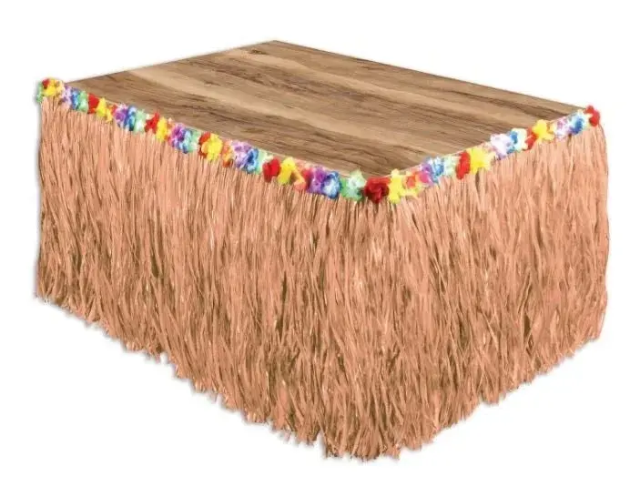 Orange Floral Grass Table Skirt – Bright Event Decoration 1
