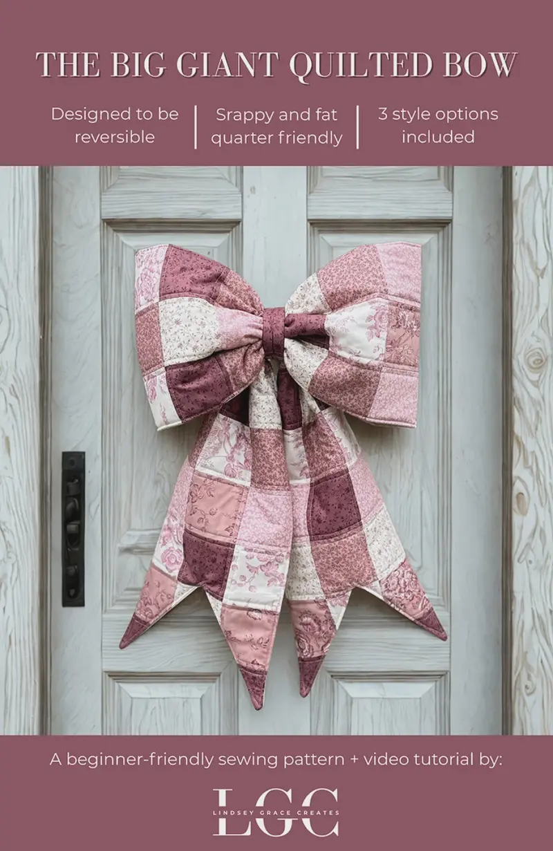Oversized Quilted Bow Decorative Accent 1