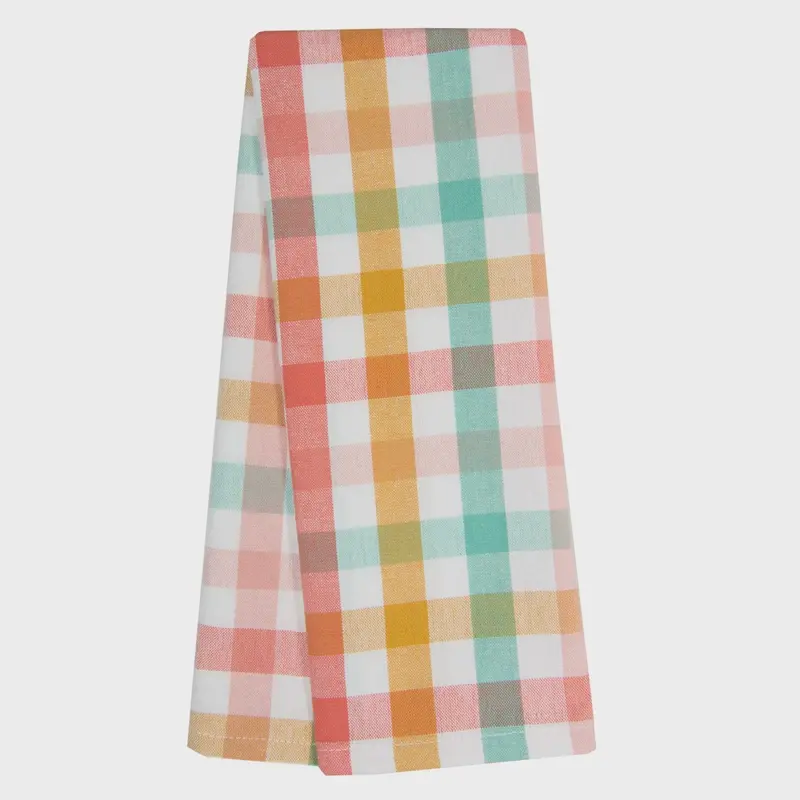 Pastel Checkered Cotton Tea Towel 1