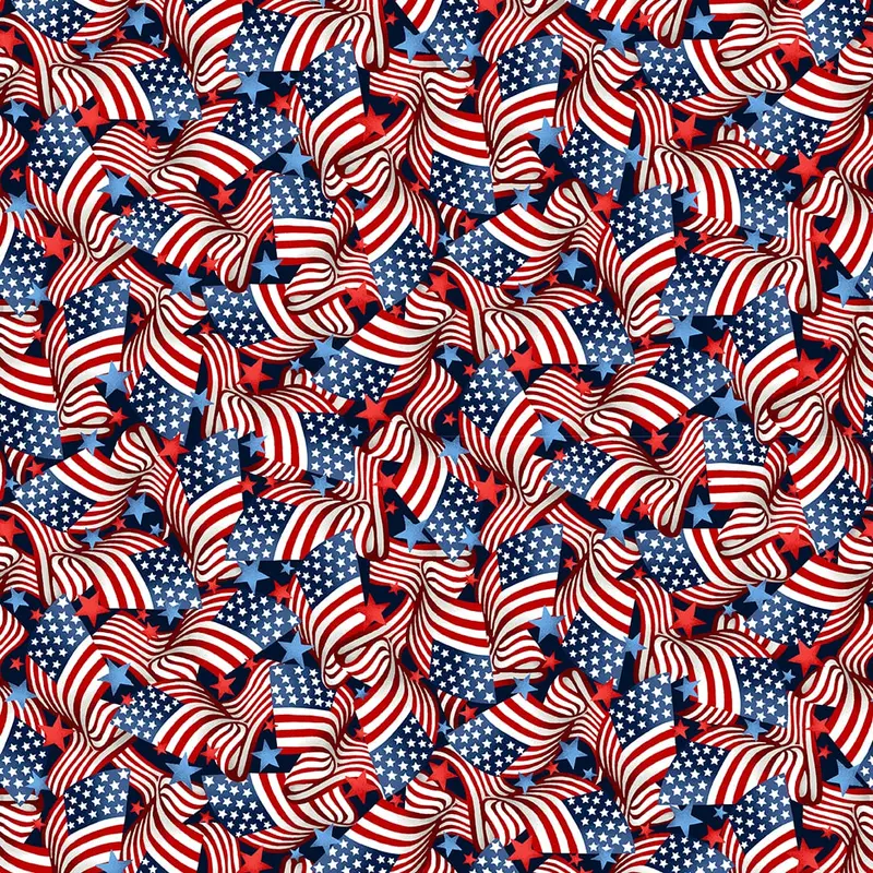 Patriotic Quilt Backing – Red, White & Starry Blue Theme (108" Wide) 1