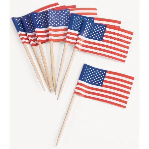 Patriotic Us Flag Toothpicks – Red, White, And Blue Food Picks, Pack Of 50 1