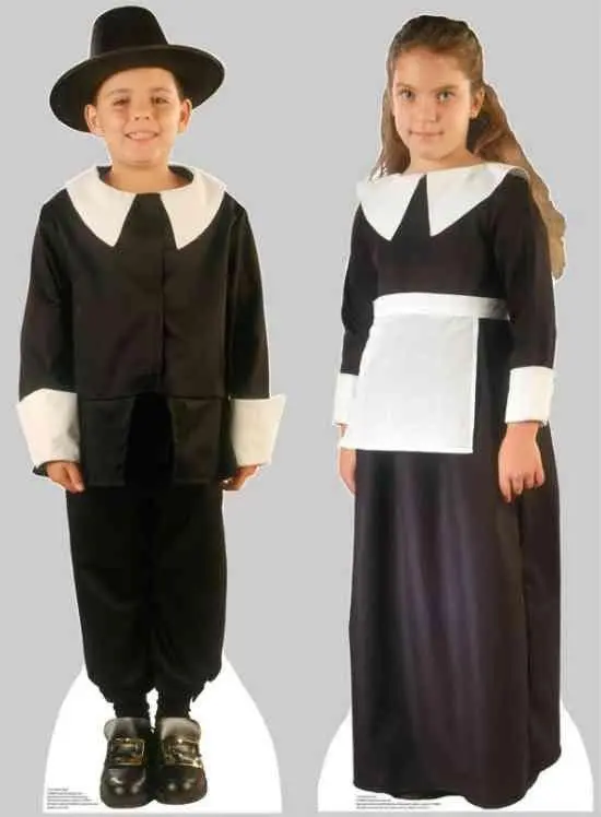 Pilgrim Boy And Girl Pair Life-Size Cardboard Standup – Colonial Theme, Made-To-Order, 10–14 Business Days 1