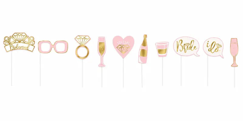 Pink And Gold Bachelorette Photo Booth Props – Set Of 10 1