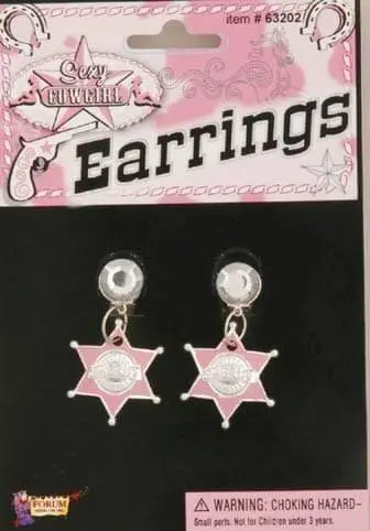 Pink Cowgirl Sheriff Earrings | Playful Western Style 1