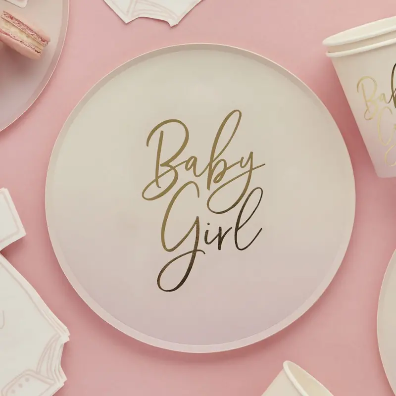 Pink Ombre Baby Girl Paper Plates – 8-Pack 1