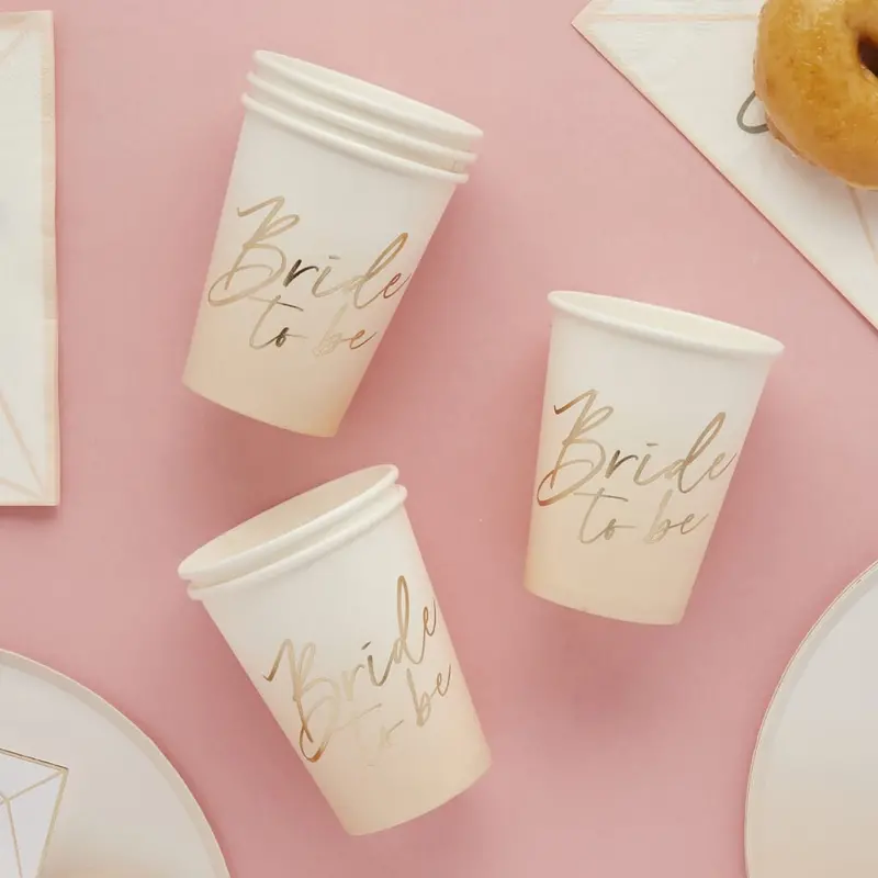 Pink Ombre Bride-To-Be Disposable Cups – Pack Of 8 1