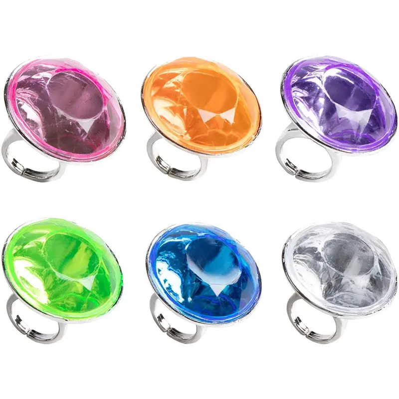 Plastic Diamond-Style Rings – Set Of 12 Fun Party Accessories 1