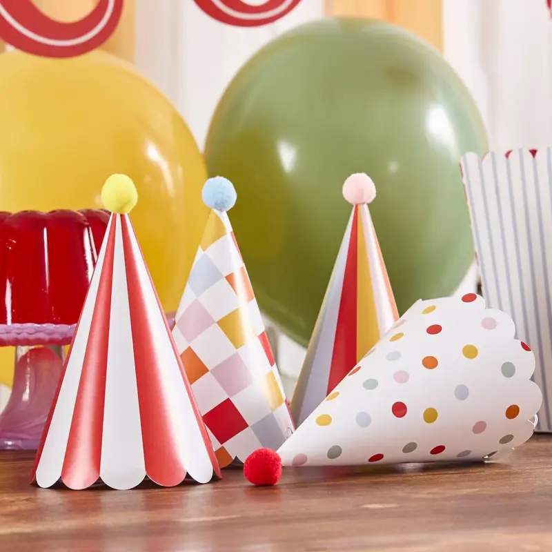 Playful Circus Hats With Pom-Pom Accents (8-Pack) 1