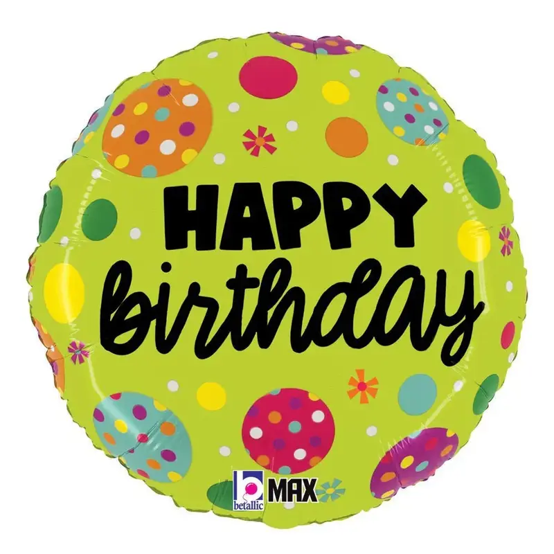 Polka Dot Birthday Mylar Balloon – 18-Inch Retro-Inspired Foil 1