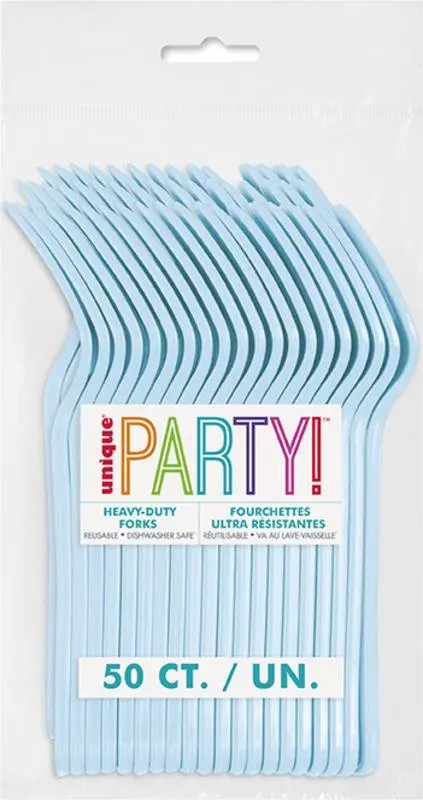 Powder Blue Premium Plastic Forks – 50-Count 1