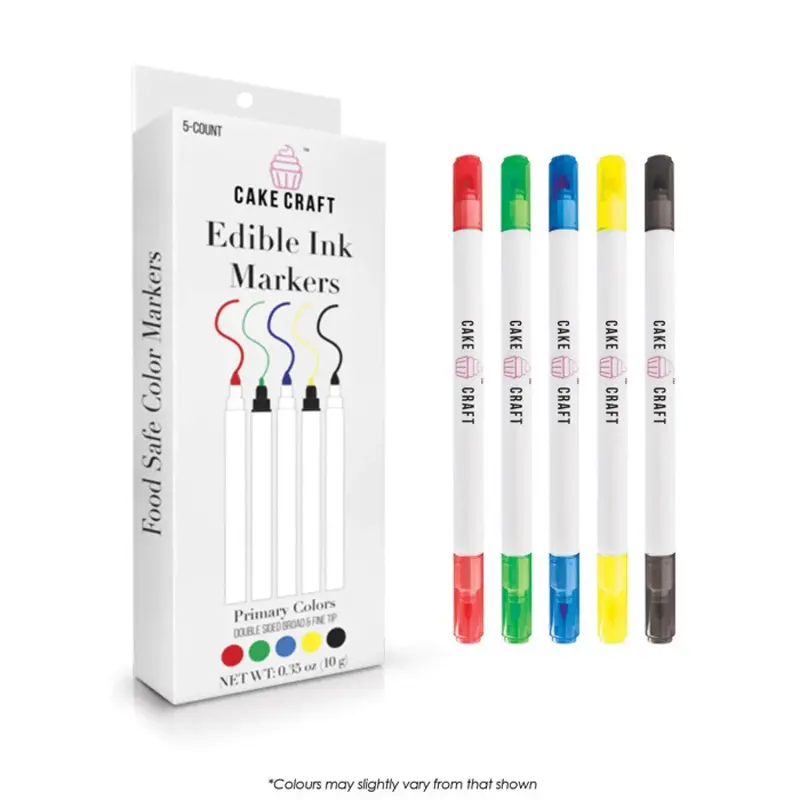 Primary Color Edible Ink Markers – 5-Piece Decorating Set 1