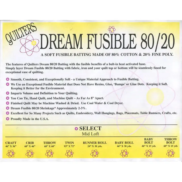Quilters Dream Fusible 80/20 Cotton-Poly Blend Batting For Twin-Size Quilts – 93 In X 72 In 1